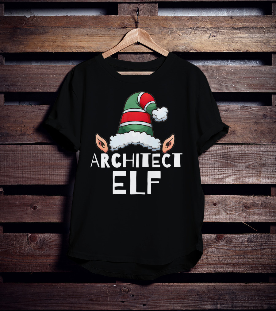 Architect Elf Funny Christmas Holidays Striped Hat T-Shirt