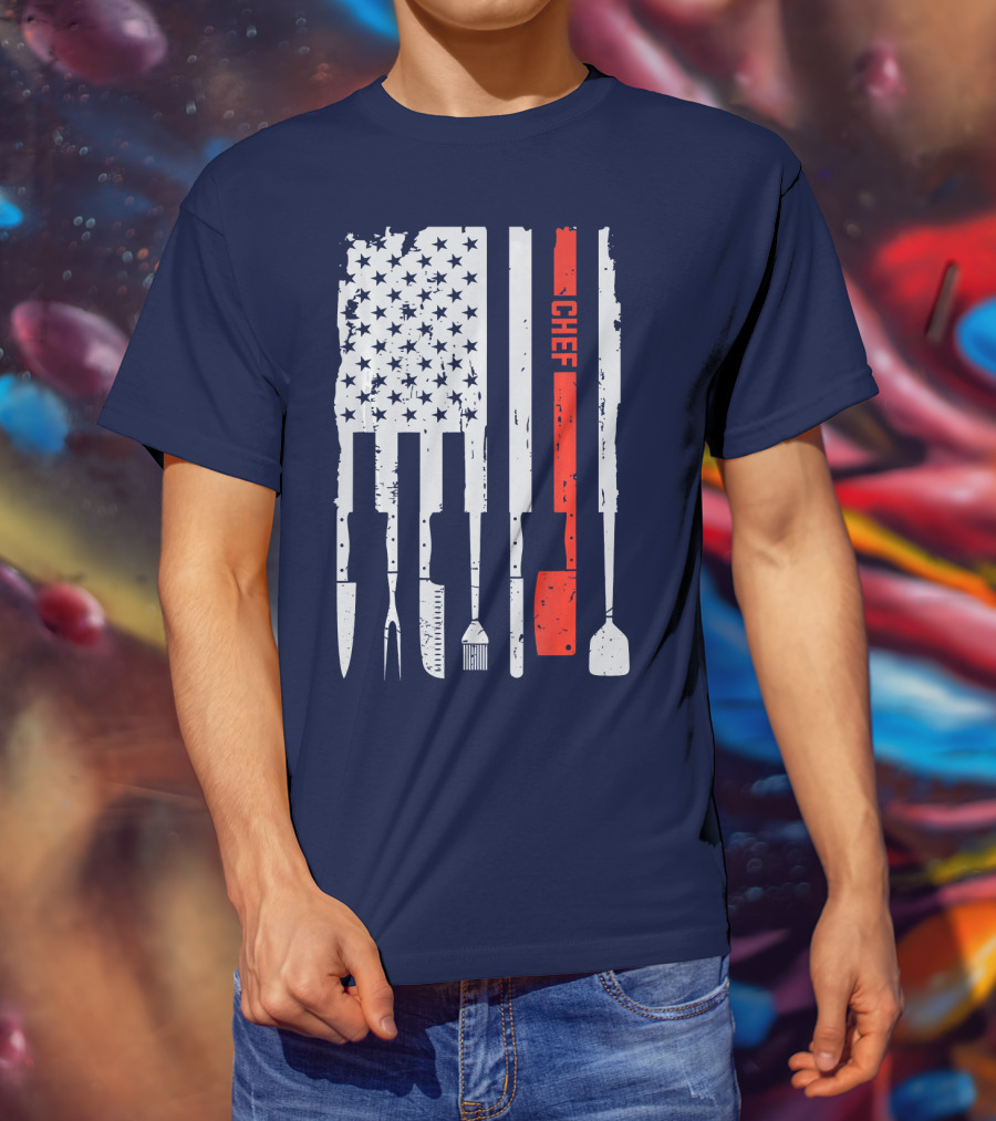 American Flag Baking Tools Chef Humorous Pastry T-Shirt