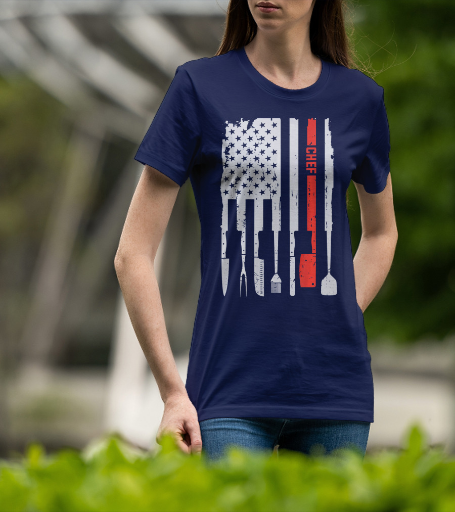 American Flag Baking Tools Chef Humorous Pastry T-Shirt