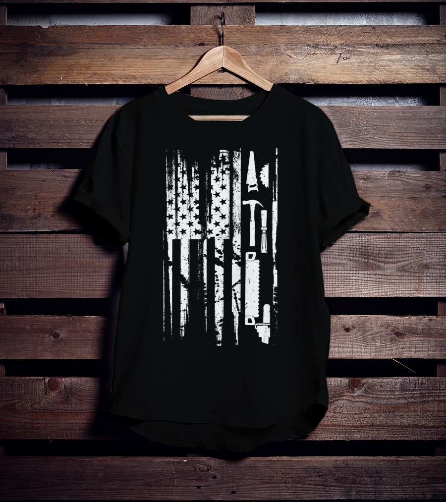 American Flag Woodworking Tools T-Shirt