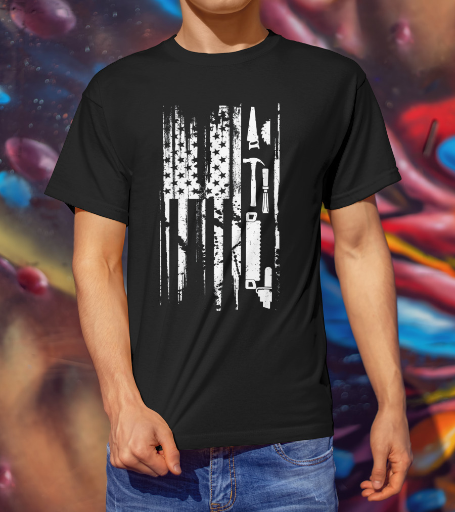 American Flag Woodworking Tools T-Shirt