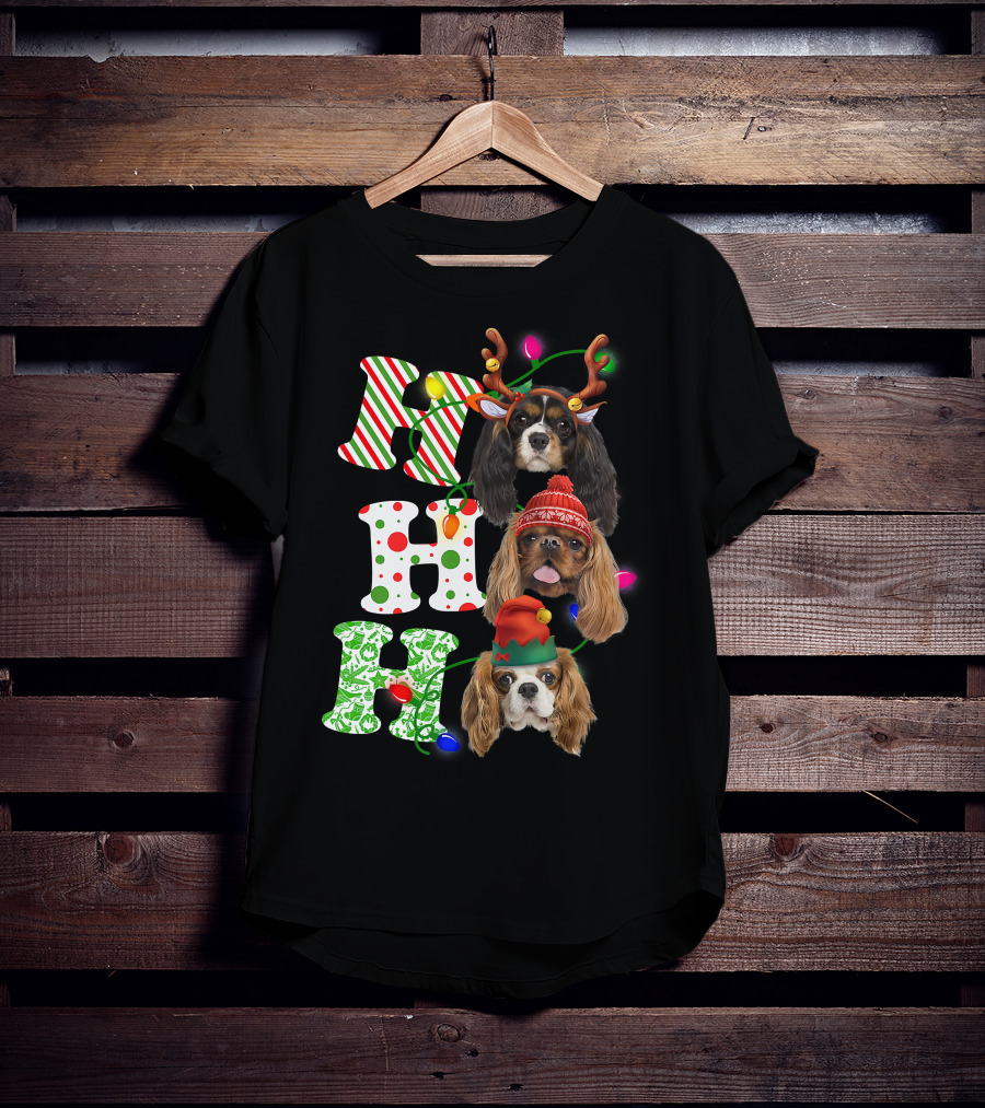 Ho Ho Ho Christmas Cavalier King Charles Spaniel Festive Dogs T-Shirt