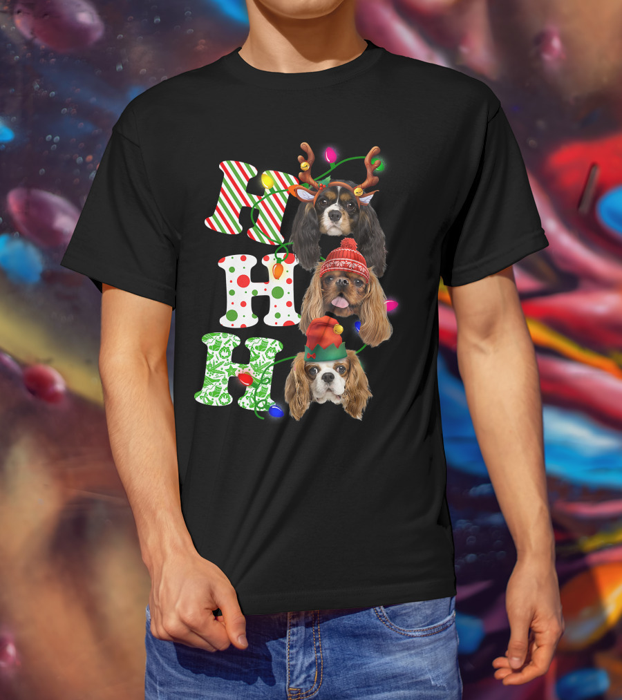 Ho Ho Ho Christmas Cavalier King Charles Spaniel Festive Dogs T-Shirt