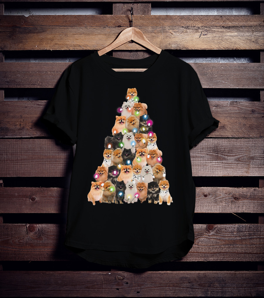 Holiday Cheer Pomeranian Christmas Tree Of Festive Pups T-Shirt