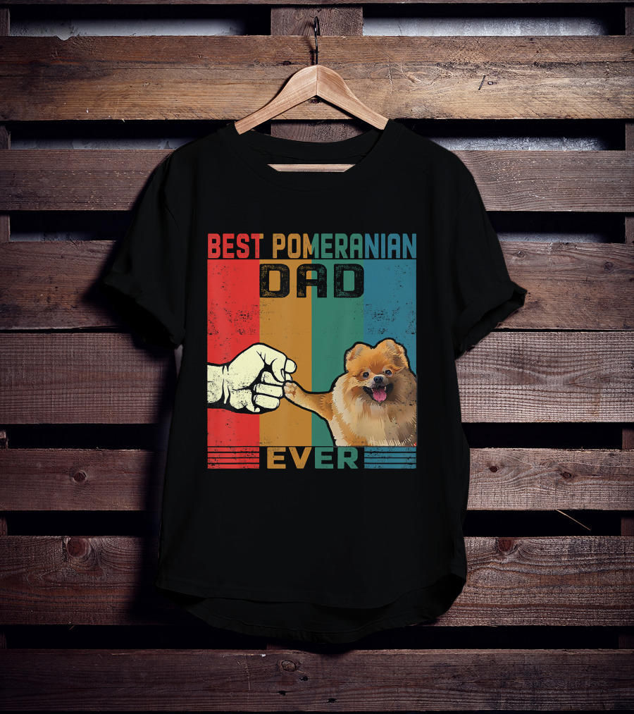 Best Pomeranian Dad Ever Vintage Fist Bump T-Shirt