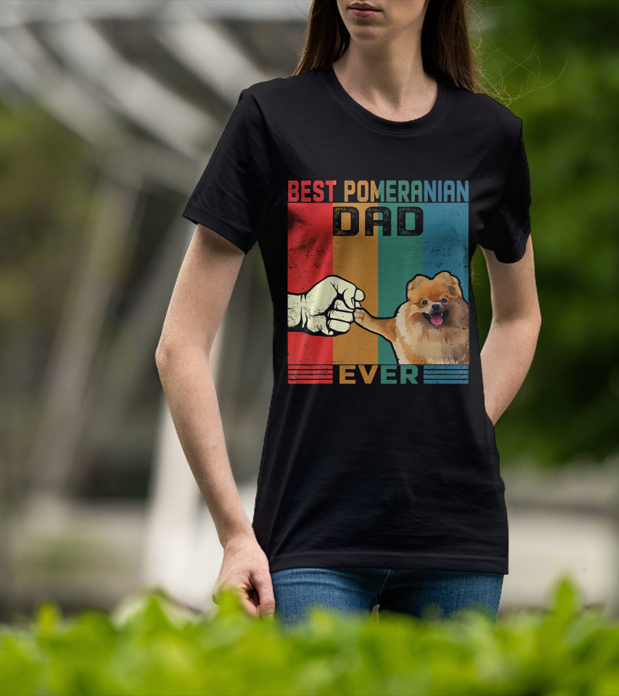 Best Pomeranian Dad Ever Vintage Fist Bump T-Shirt