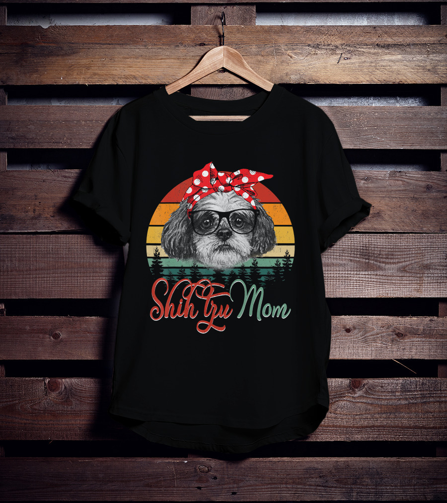 Shih Tzu Mom Retro Dog Lovers Mother T-Shirt