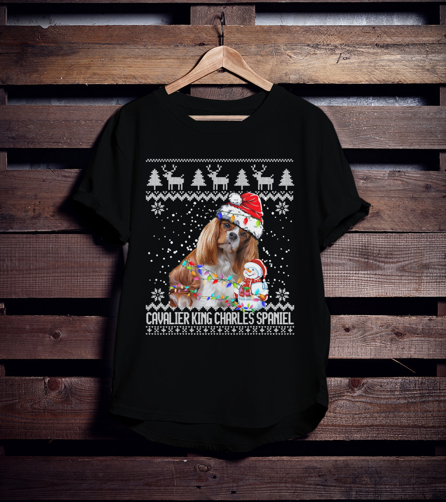Cavalier King Charles Spaniel Christmas Santa Snowman Reindeer T-Shirt