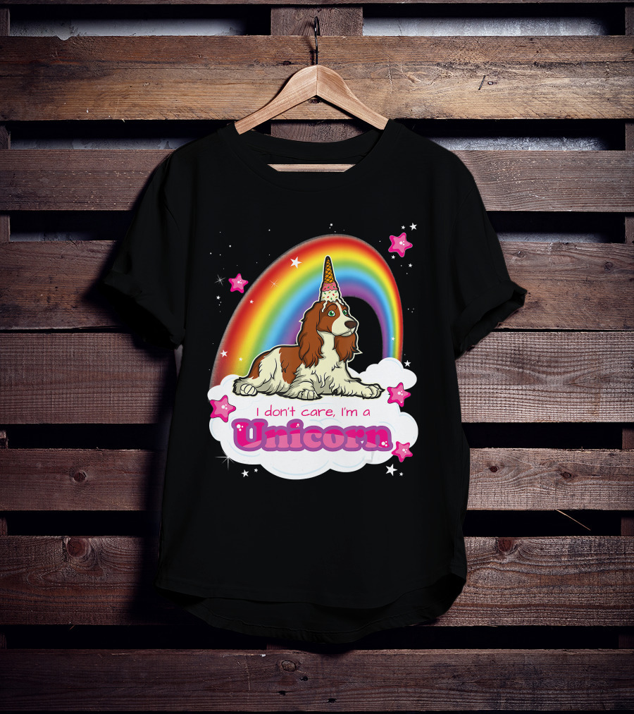 I Don't Care I'm A Unicorn English Cocker Spaniel Rainbow T-Shirt