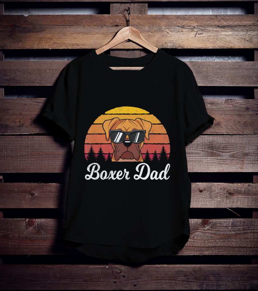 Retro Vintage Boxer Dad Funny Dogs Lover T-Shirt