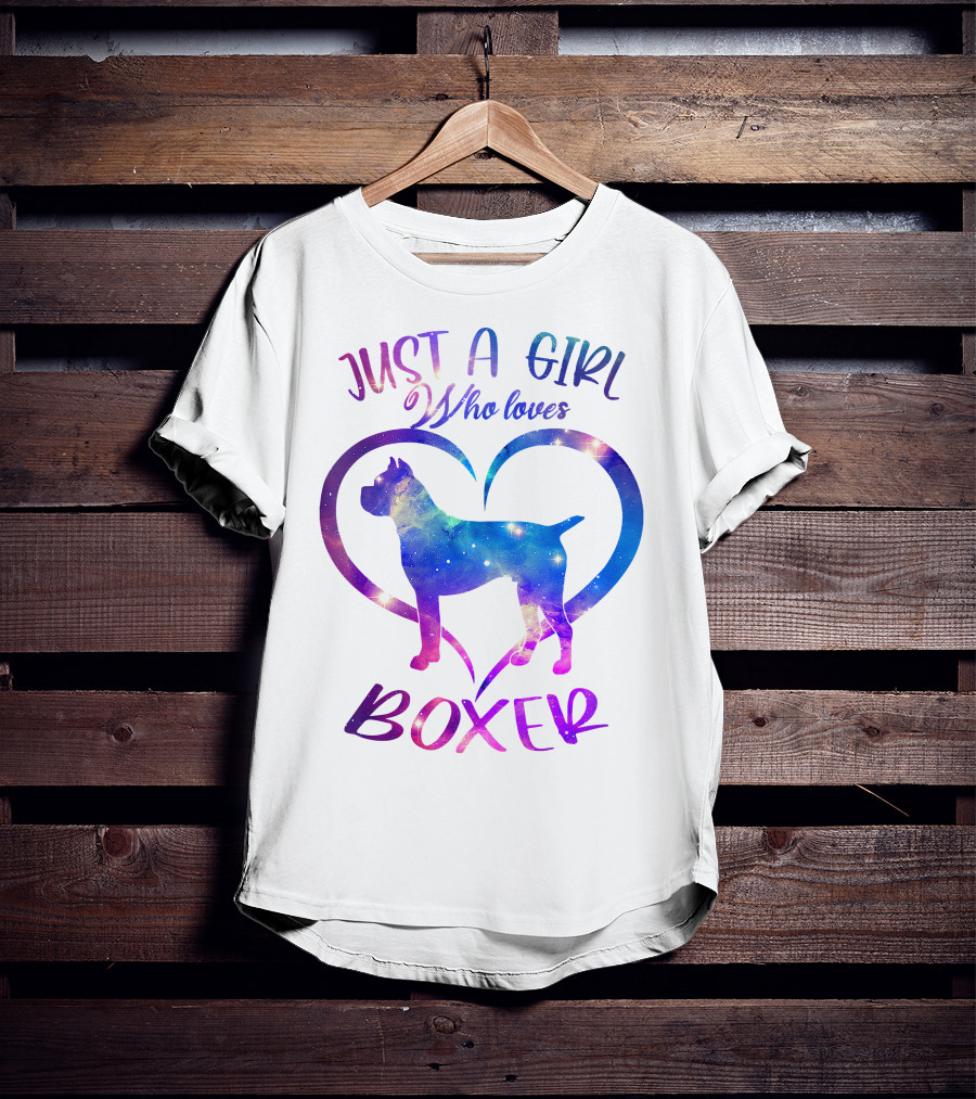 Just A Girl Who Loves Boxer Heart Galaxy T-Shirt