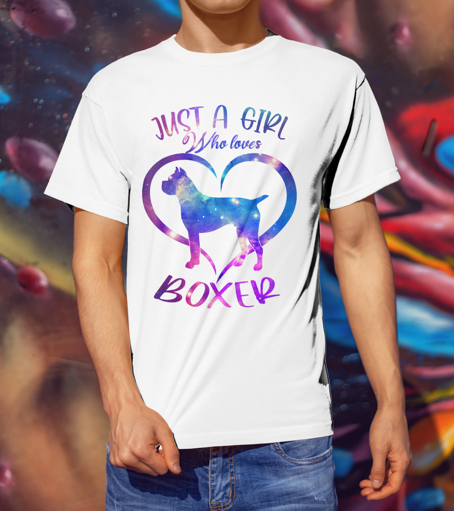 Just A Girl Who Loves Boxer Heart Galaxy T-Shirt