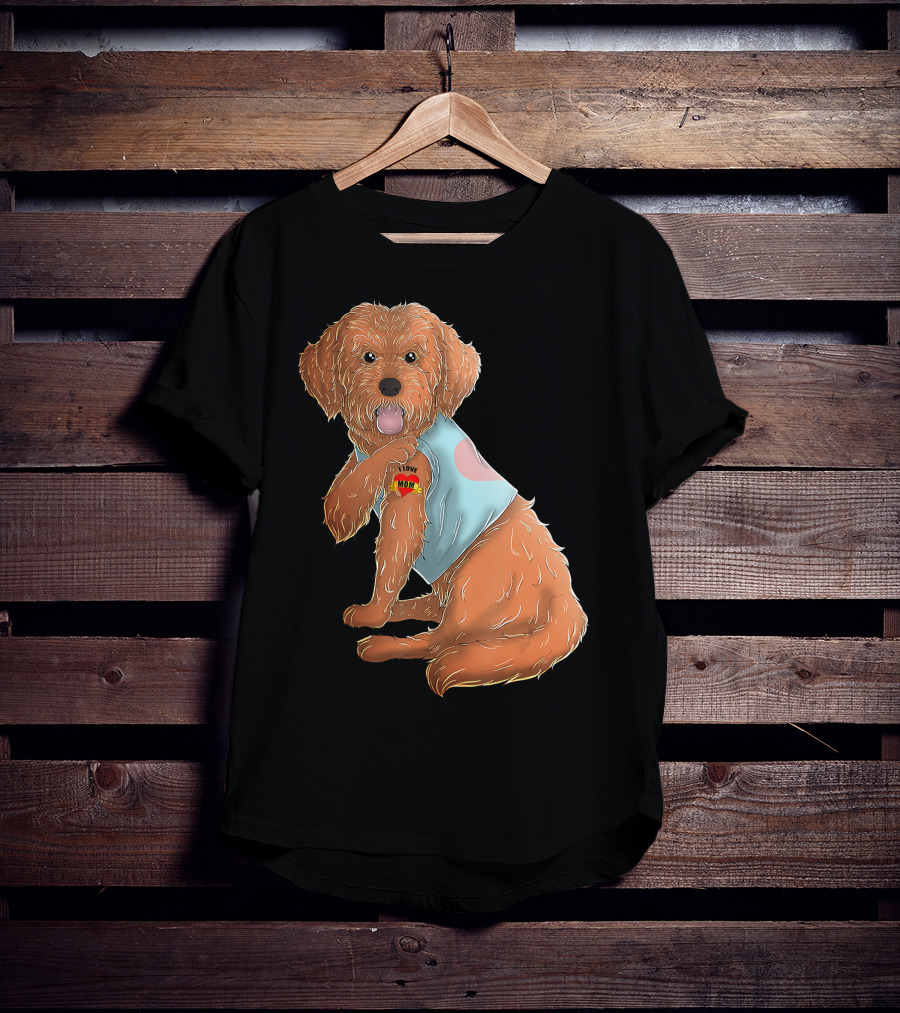 Cockapoo Dog I Love Mom Tattoo T-Shirt