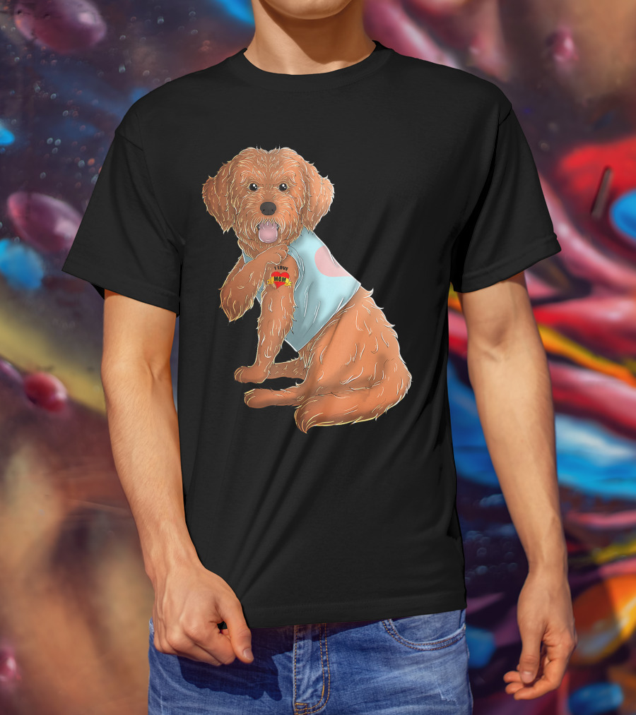 Cockapoo Dog I Love Mom Tattoo T-Shirt
