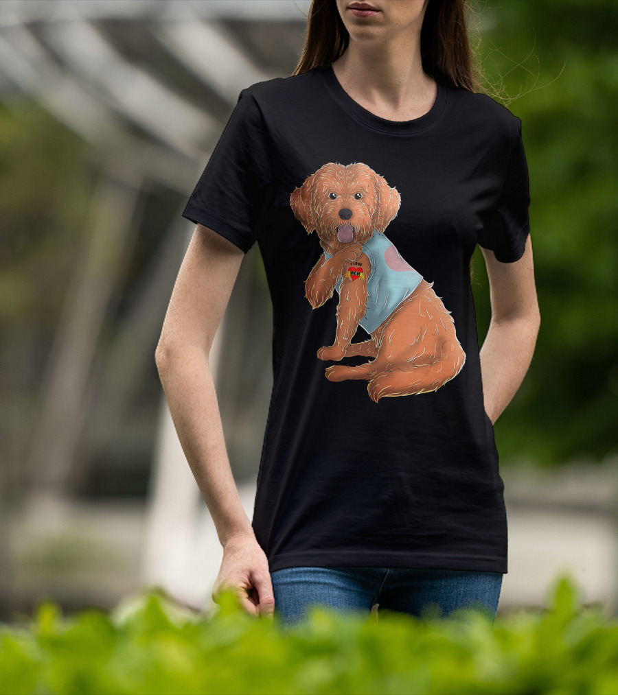 Cockapoo Dog I Love Mom Tattoo T-Shirt