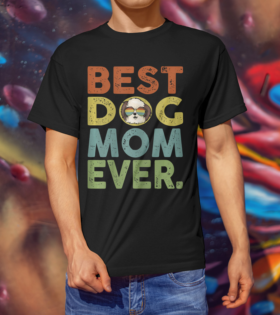 BEST DOG MOM EVER Vintage Shih Tzu T-Shirt