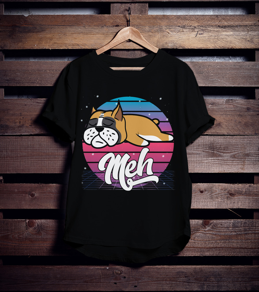 Meh Vaporwave Aesthetic Otaku Meme Retro Dog T-Shirt