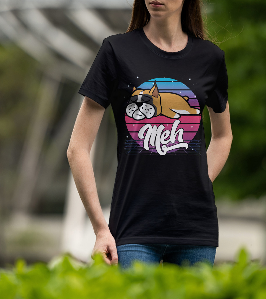 Meh Vaporwave Aesthetic Otaku Meme Retro Dog T-Shirt