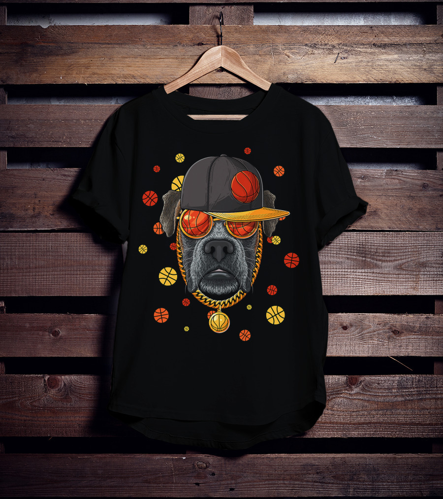 Boxer Basketball Bball Player Coach Dog With Cap And Sunglasses T-Shirt