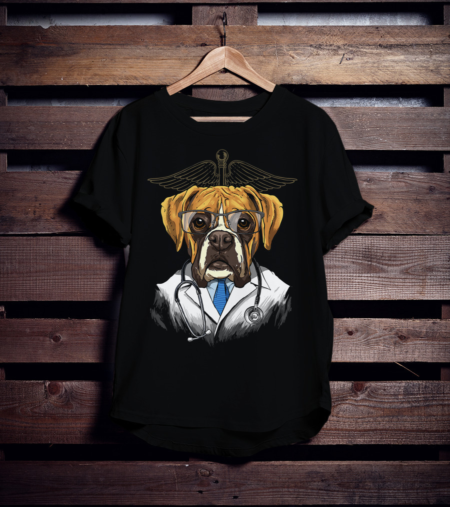 Boxer Dogtor Vet Veterinarian Dog Doctor With Stethoscope And Medical T-Shirt