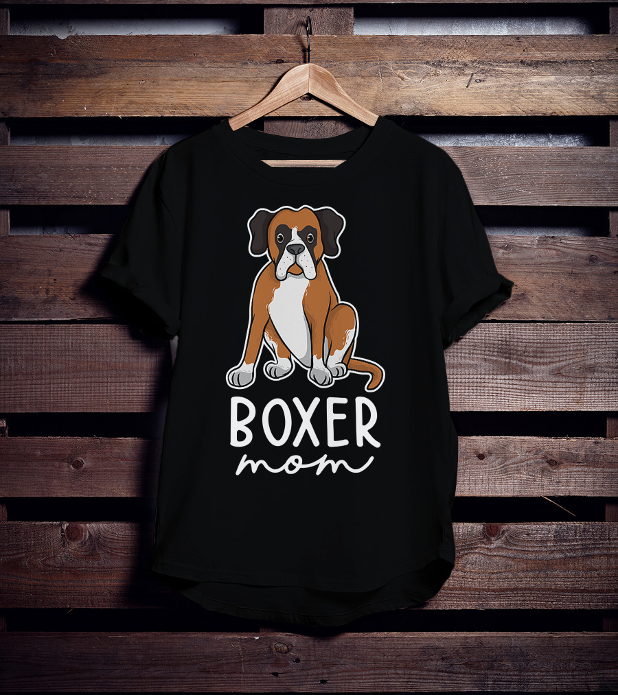 Boxer Mom With Adorable Dog Illustration For Mother's Day T-Shirt