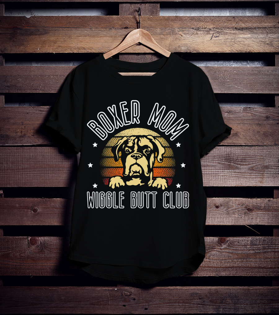 Boxer Mom Wiggle Butt Club For Boxer Dog Lovers T-Shirt