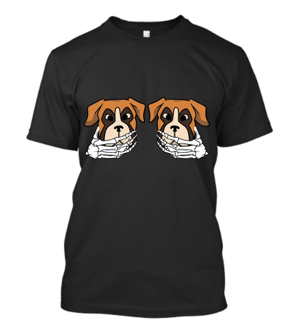 Boxer Skeleton Hand On Breast Lazy Hallo Dog Costume Halloween Humor T-Shirt