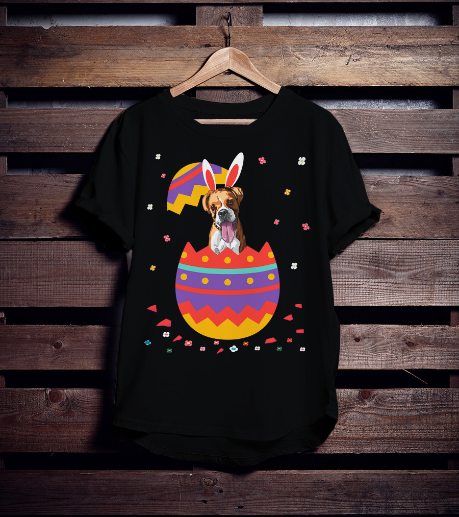 Bunny Ears Dog In Colorful Easter Egg For Cute Easter Day T-Shirt