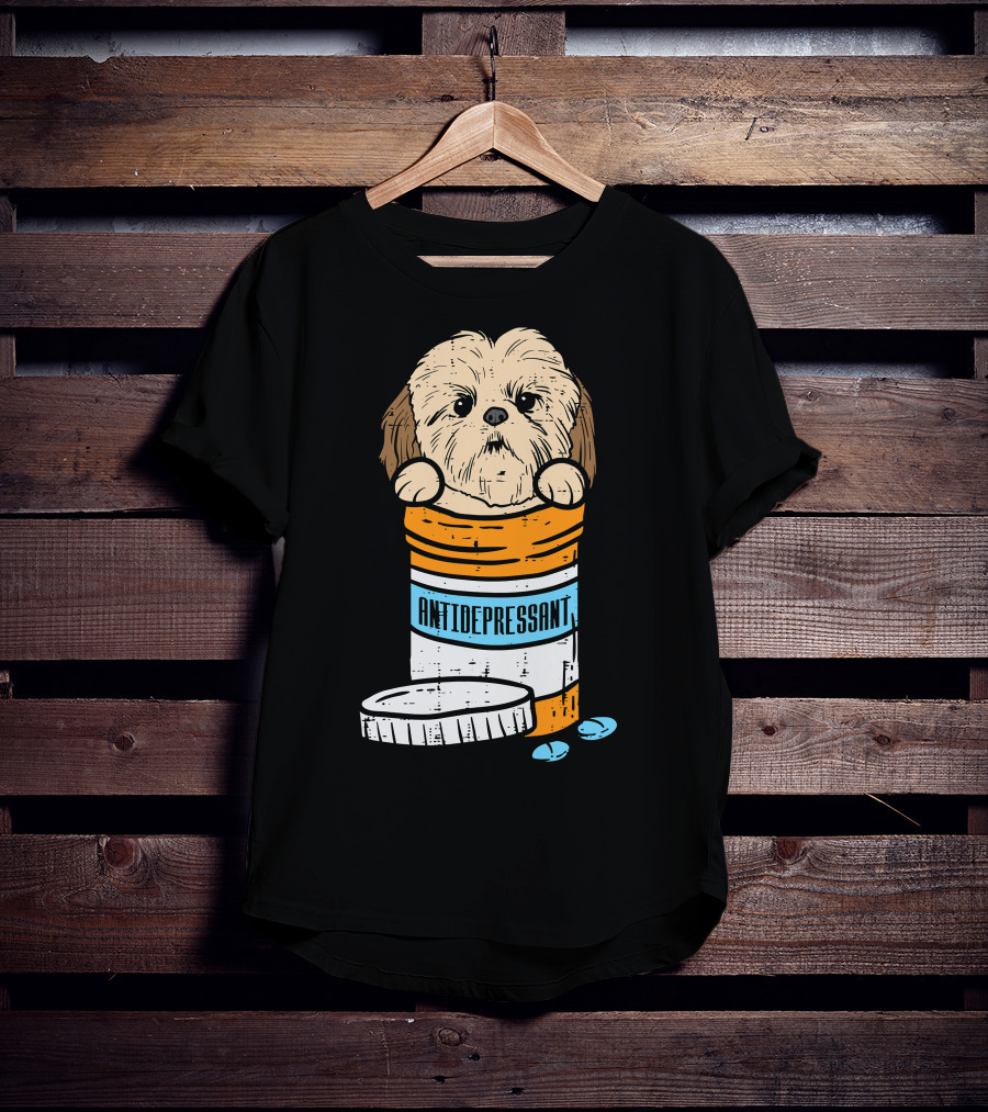 Antidepressant Shih Tzu Cute Animal Pet Dog Pill Bottle T-Shirt