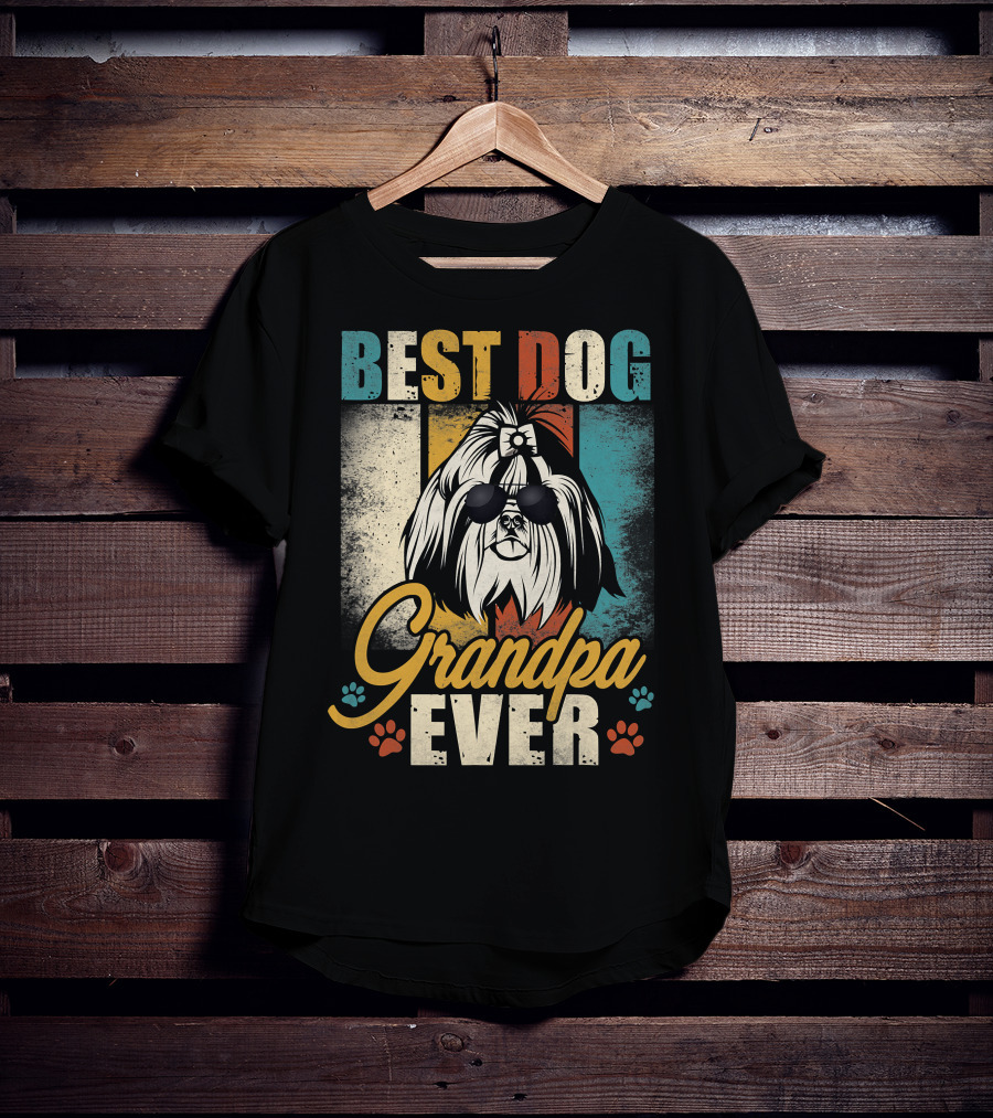 Best Dog Grandpa Ever Shih Tzu Father's Day T-Shirt