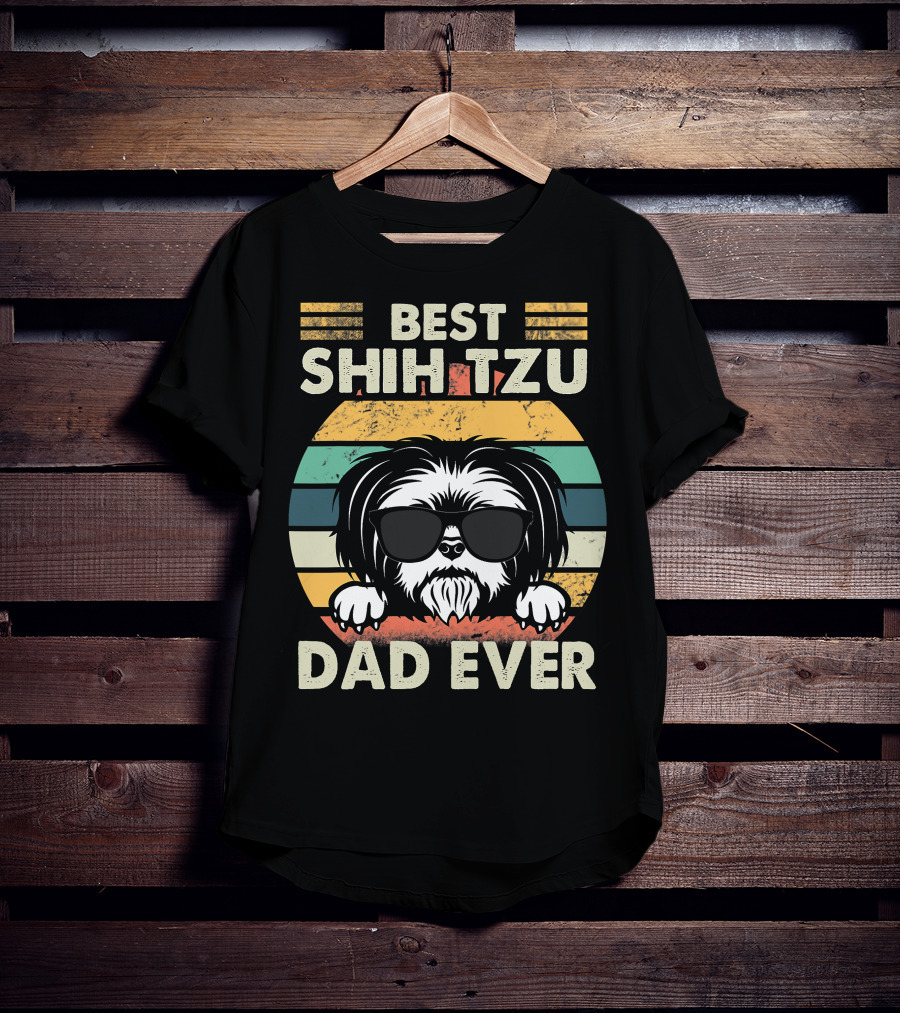 Best Shih Tzu Dad Ever Vintage T-Shirt