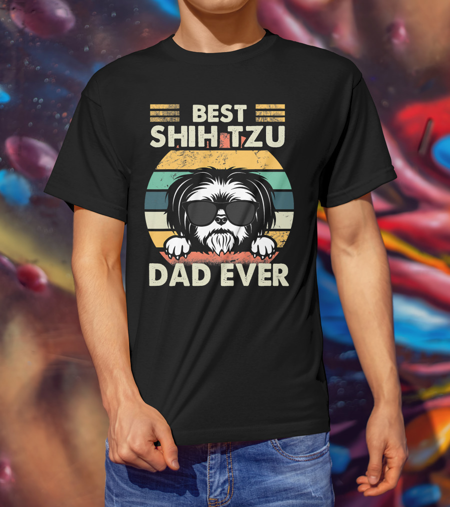 Best Shih Tzu Dad Ever Vintage T-Shirt