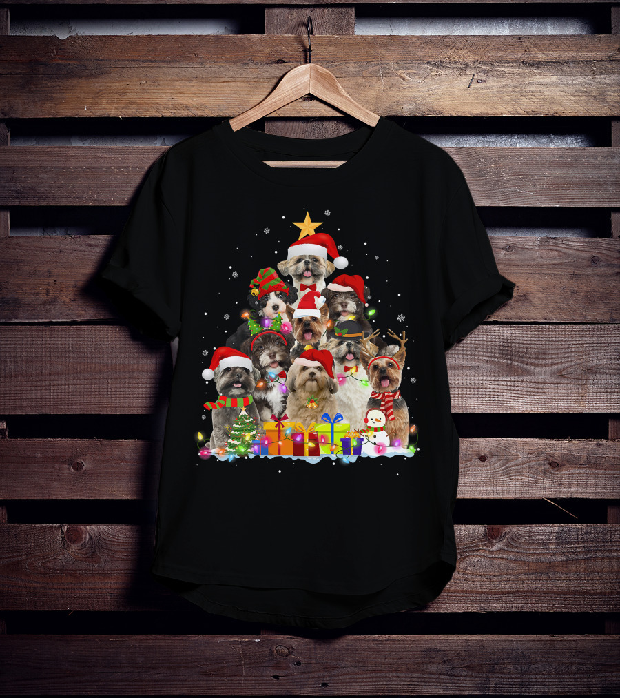 Christmas Pajama Shih Tzu Tree Xmas Dog Dad Gifts T-Shirt
