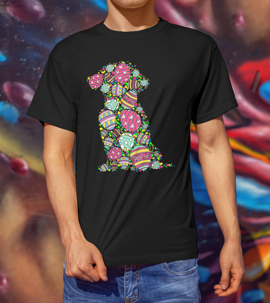 Colors Eggs Shih Tzu Dog Puppy Lover Easter Day Vibrant Festive T-Shirt