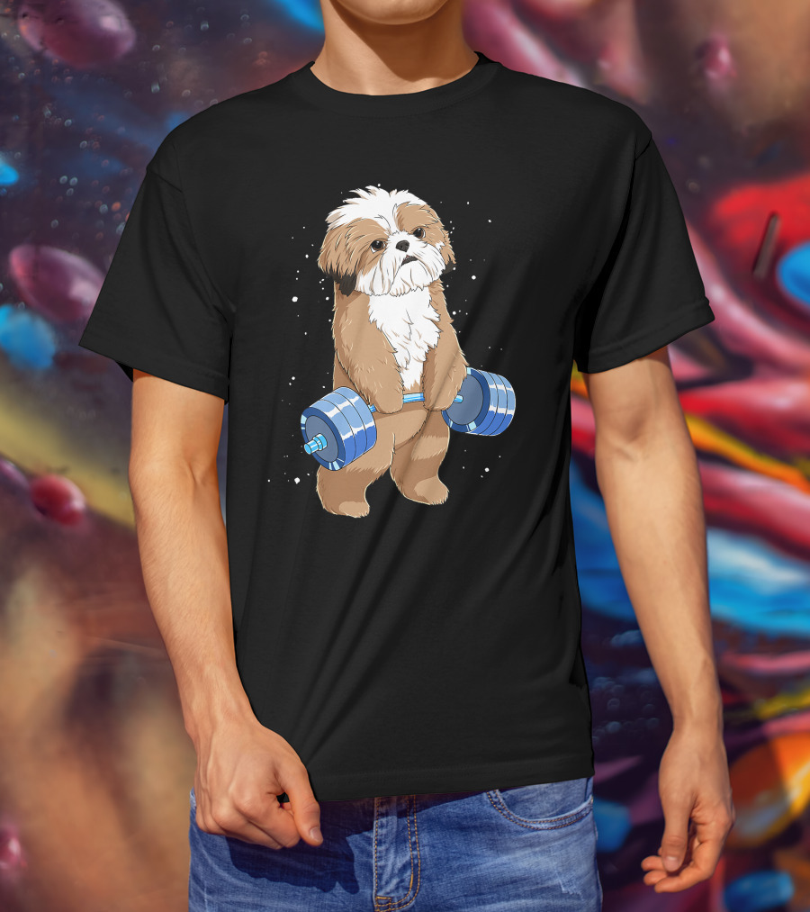 Funny Lifting Shih Tzu Dog Weightlifting T-Shirt
