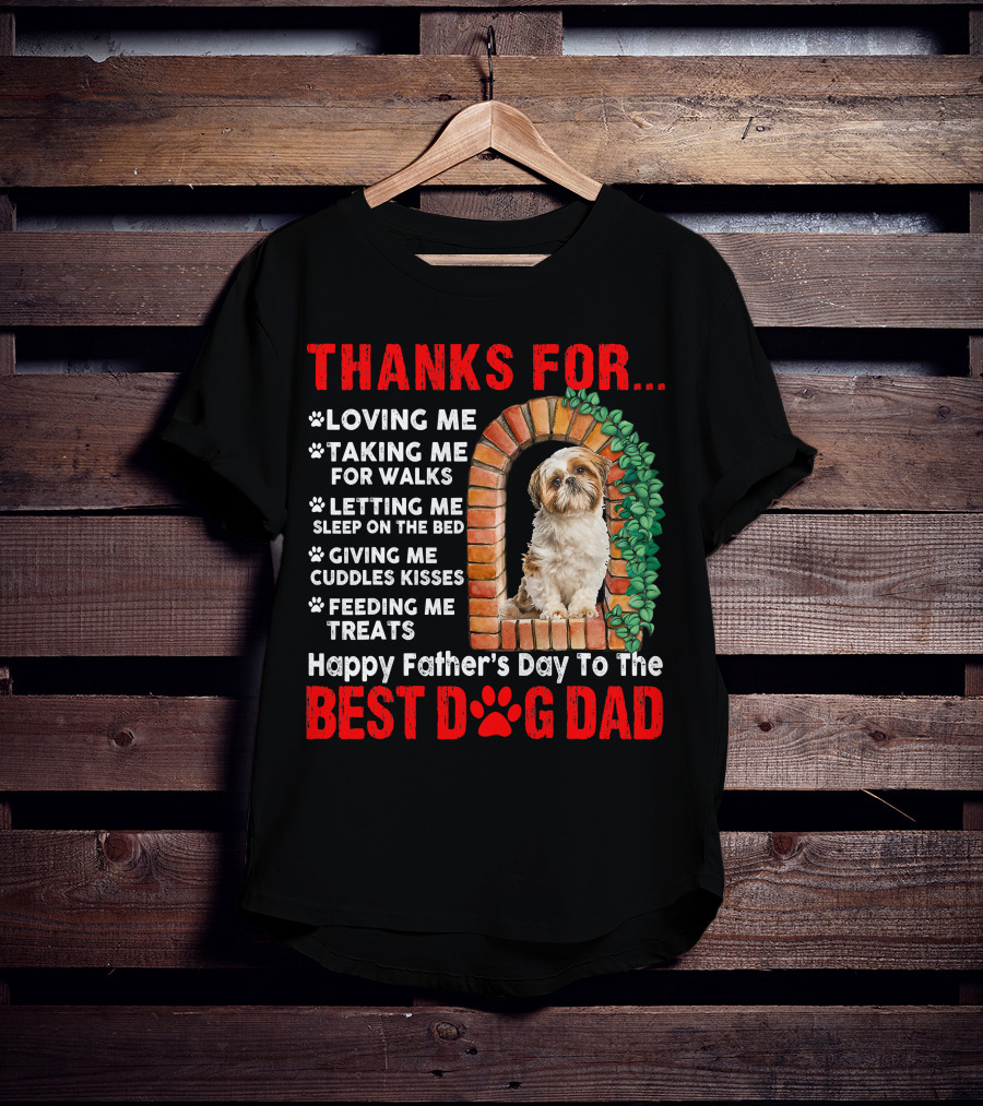 Thanks For Best Dog Dad Cute Shih Tzu T-Shirt