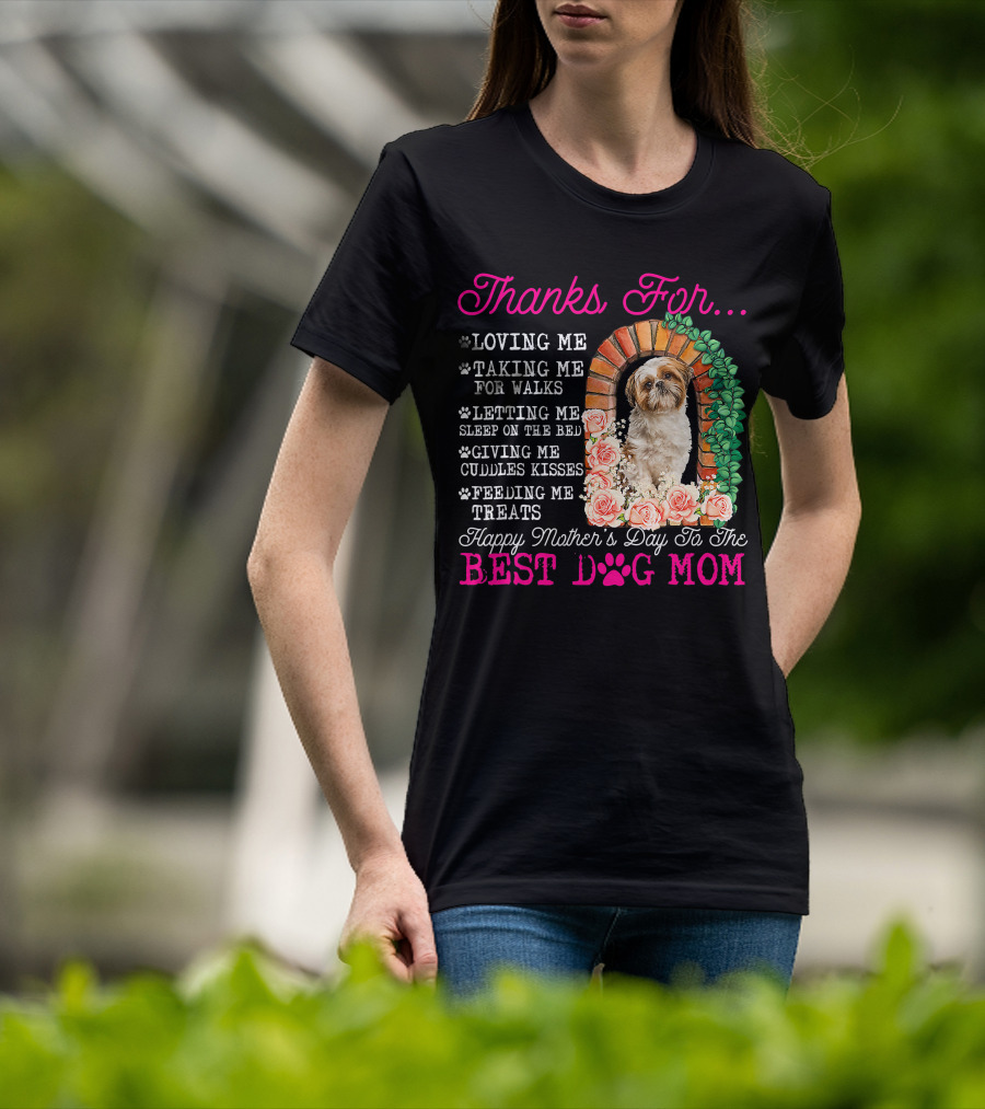 Thanks For Best Dog Mom Cute Shih Tzu Mother's Day T-Shirt