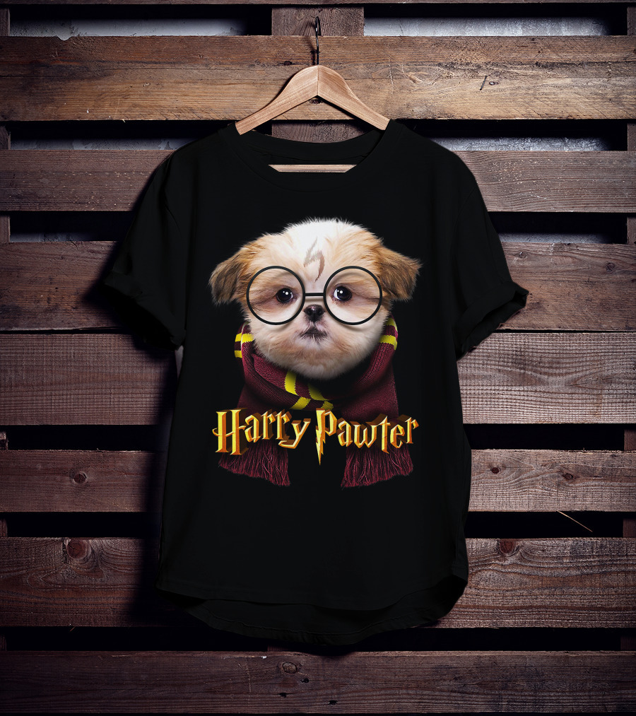 Harry Pawter Shih Tzu Puppy With Glasses And Scarf T-Shirt