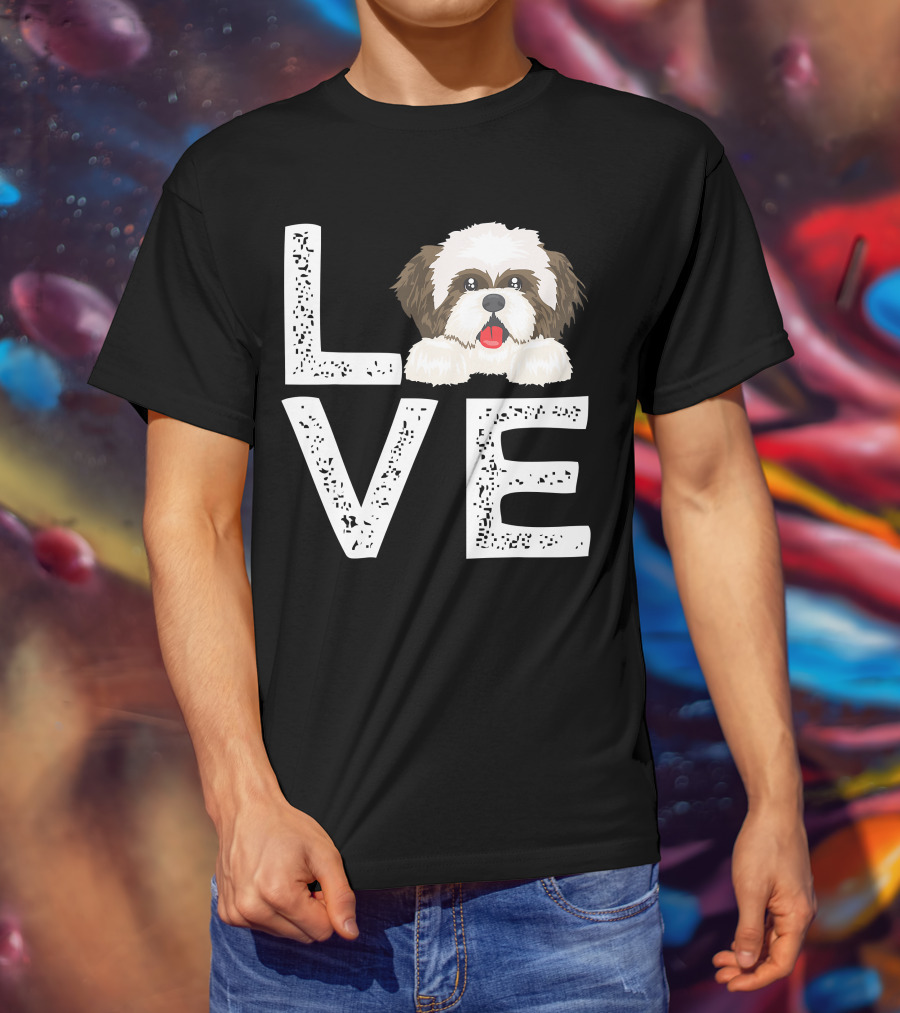 I Love My Shih Tzu Funny Shih Tzu Dog Lover Cute Shih Tzu Love T-Shirt