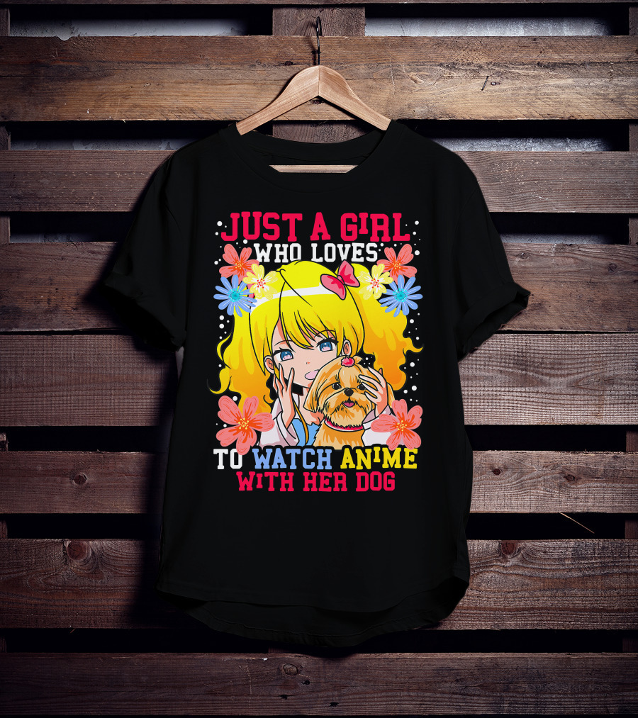 Just A Girl Watch Anime With Her Dog Shih Tzu Pup Manga T-Shirt