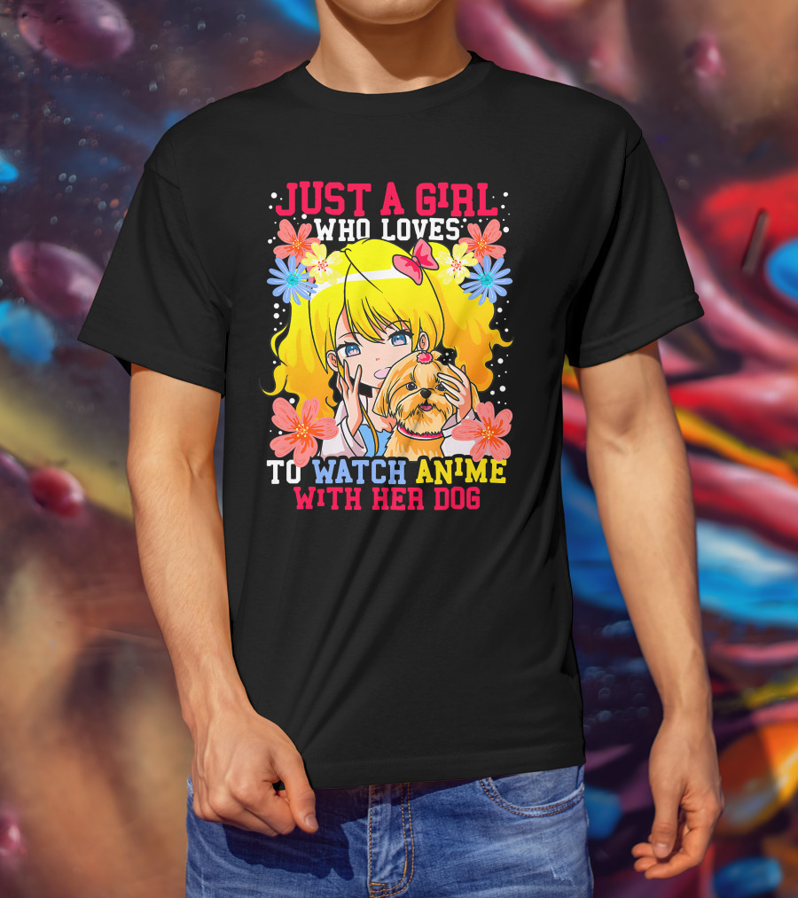 Just A Girl Watch Anime With Her Dog Shih Tzu Pup Manga T-Shirt