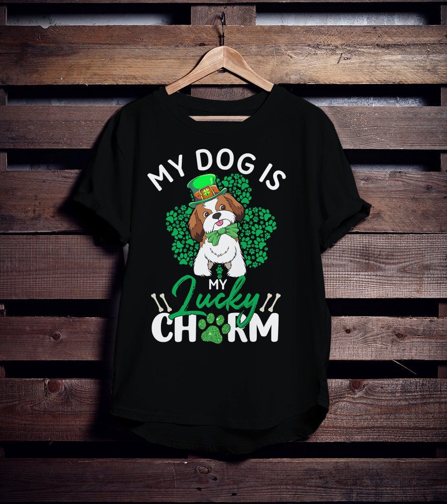 My Shih Tzu Lucky Charm Dog Lover St Patrick's Day T-Shirt