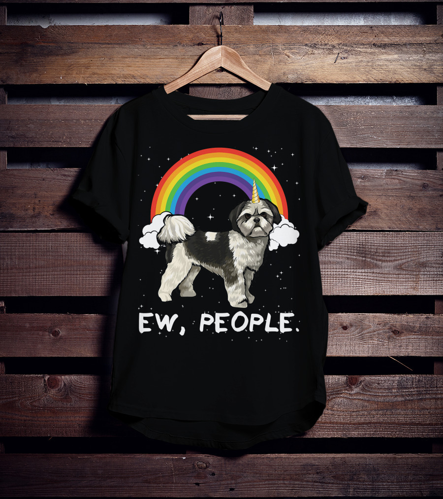 Rainbow Shih Tzu Unicorn Ew People T-Shirt