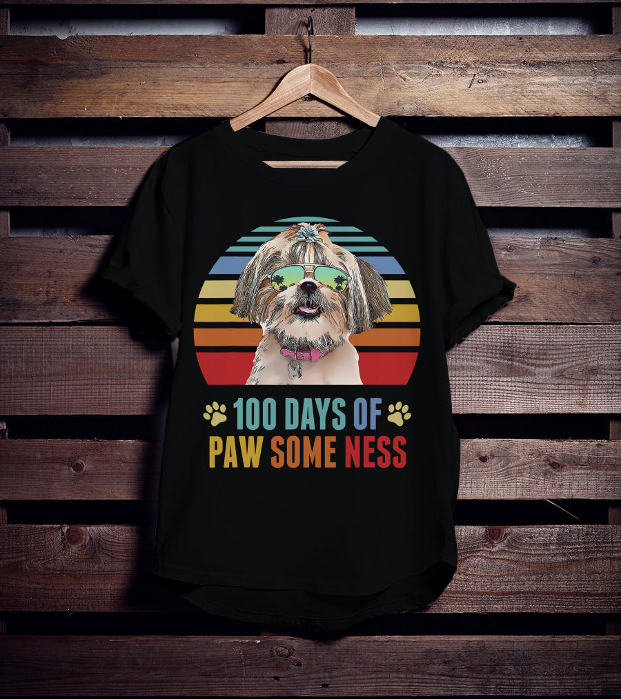 100 Days Of Pawsomeness Shih Tzu Dog T-Shirt