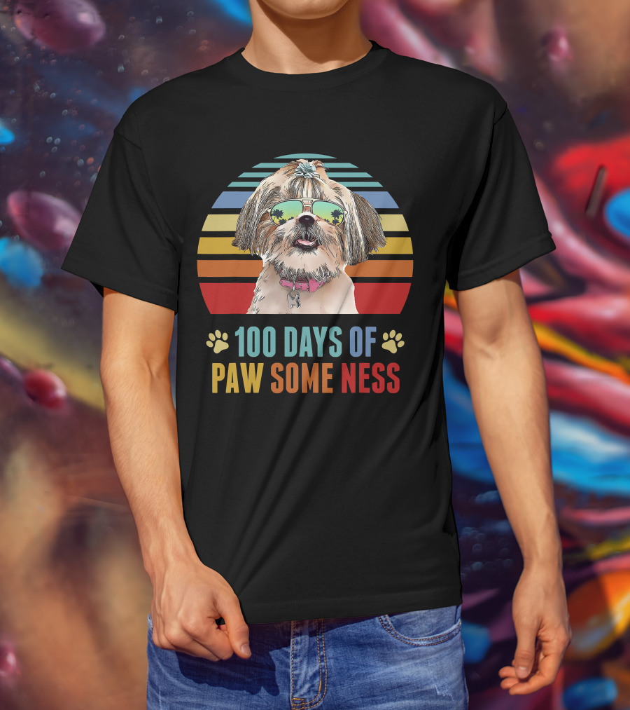 100 Days Of Pawsomeness Shih Tzu Dog T-Shirt