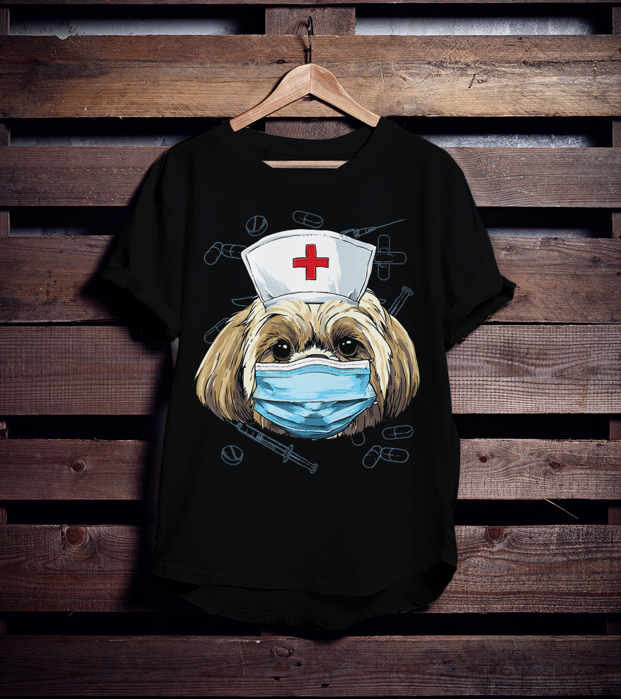 Shih Tzu Nurse RN Graduation Mask Medical T-Shirt