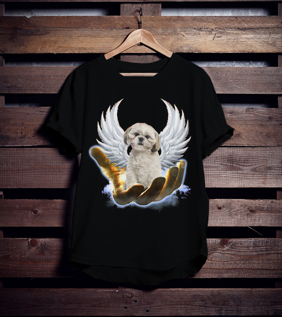Shih Tzu God Golden Hand Heaven Wings Mens Womens T-Shirt