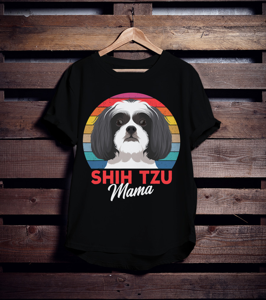 Shih Tzu Mama Cute Shih Tzu Dog Mom Retro T-Shirt