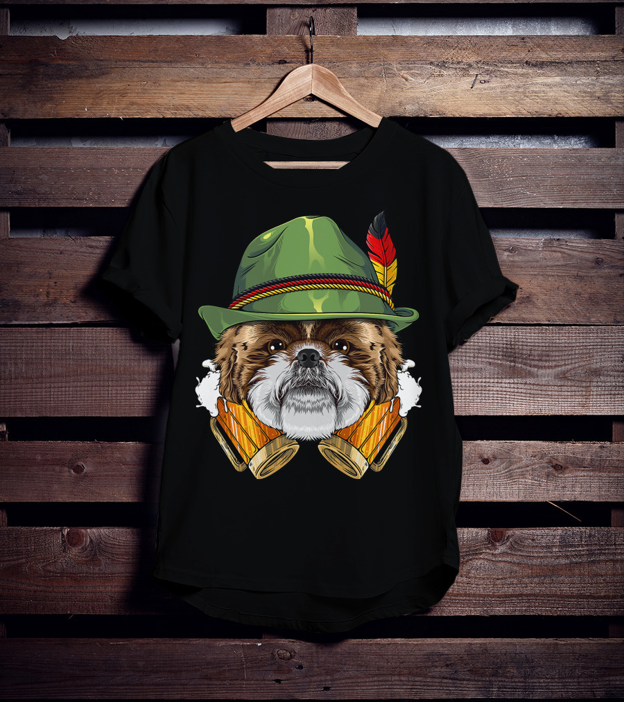Shih Tzu Oktoberfest Beer Fest Lederhosen German T-Shirt