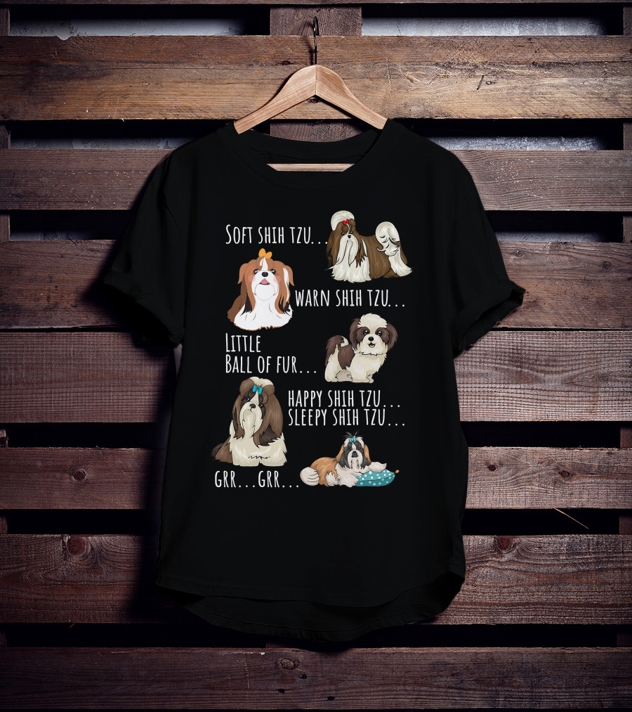 Soft Warm Shih Tzu Ball Of Fur Happy Sleepy Cute Little Furry Dogs T-Shirt